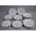 A Collection of Royal Copenhagen Blue and White 'Onion Pattern' Shallow Bowls and Plates to
