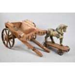 A Late 19th Century Toy Wagon with Horse, Leg AF