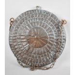 A Large Circular Copper Water Carrier, Probably North African, 43cm Diameter, Chain Carry Strap