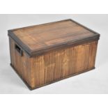 An Oriental Lift Top Storage Box with Bamboo Panel Sides and Hinged Lid, 59cm wide