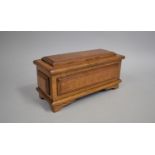 An Edwardian Oak Sarcophagus Shaped Puzzle Box with Sliding Catch to Lid, 29cm wide