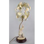 A Modern Figural Table Lamp, Maiden with Hound, Overall Height 56cm