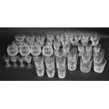 A Collection of Various Cut Glassware to Comprise Coupe Glasses, Sherry Glasses, Brandy Balloons,