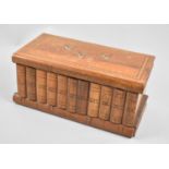 An Italian Olive Wood Sorrento Jewellery Puzzle Box in the Form of Books, the Hinged Lid Decorated