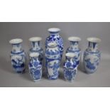 A Collection of Various Modern Blue and White Chinese Decorative Vases, Varying Condition Issues etc