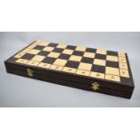 A Mid 20th Century Folding Chess Board Set, Missing Black Bishop and Pawn, 55cm Square
