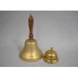 A Modern Brass Reception Counter Bell and a Handbell