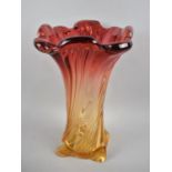 A Large Coloured Glass Vase with Circular Ground Pontil in the Whitefriars Style, 30cm high