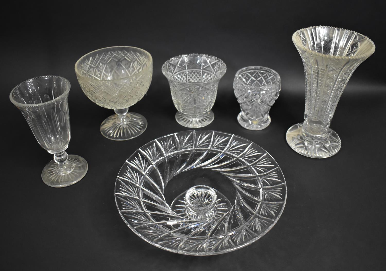 A Collection of Various Glassware to Comprise Pedestal Bowl, Vases, Large Tazza etc (Varying