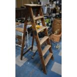 A Vintage Wooden Five Step Step Ladder, the Simplex Ladder