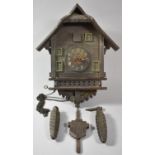A Late 19th/Early 20th CEntury Black Forest Oak Cased Cuckoo Clock with Two Weights, 33cm high