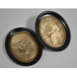 A Pair of Printed Oval Miniatures, Foxrose and Adelaide, 17cm high
