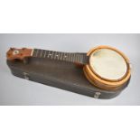 A Vintage Cased Banjulele Banjo by Keech, In Need of Repair