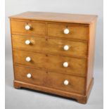 A Late 19th Century Pine Chest of Two Short and Three Log Drawers with Ceramic Handles, 103cm wide