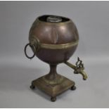 A Late 19th Century Copper and Brass Spherical Samovar with Brass Tap (Condition Issues and