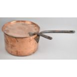 A Late Victorian Large Copper Saucepan with Lid, both with Iron Carry Handle, 30cm Diameter and 17cm