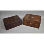 Two Late 19th/Early 20th Century Workboxes, one in Walnut with Inlaid Banding and the other