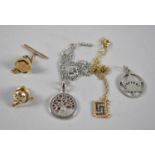 A Small Collection of Mixed Silver, Gold and Jewelled Items to include Pendants, Chains, T bar, Pins