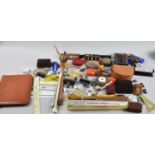 A Collection of Various Stationery Items to include Roller Ruler, Scale Rules, Leather Stationery