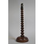 An Edwardian Turned Mahogany Lamp with Bobbin Supports, Requires New Light Fitting, 41cms High