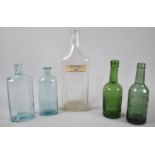 A Collection of Five Vintage Glass Bottles, Four Relating to Shrewsbury to include Holt, Thomas