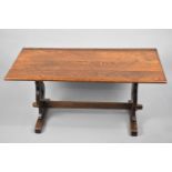 A Mid 20th Century Oak Rectangular Coffee Table, Refectory Style Base, 101cms Wide