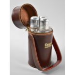 A Late 20th Century Leather Cased Grants Whisky Three Flask Picnic Set, 20cms High
