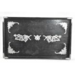 An Edwardian Silver Plate mounted Chinese Rectangular Tray the White Metal Mounts in the Form of