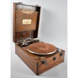 A Vintage Oak Cased Paramount Wind Up Gramophone, Working Order, 40cms Long