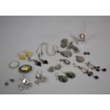 A Collection of Silver Jewellery and Marcasite Mounted Items to include Rings, Brooches, Gilt