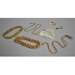 A Collection of Gold Coloured Metal Jewellery to include Charm Bracelet (No Charms), Italian Style
