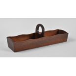 A Small Mahogany Two Division Pen Box with Carrying Handle, 30cms Long