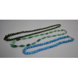 A Collection of Three Vintage and Later Bead Necklaces to include Malachite Example, Foil Glass