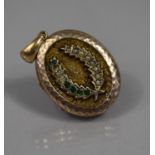 A Gold Coloured Metal Photo Locket, Possibly Victorian, having Wreath Design with Seed Pearls and