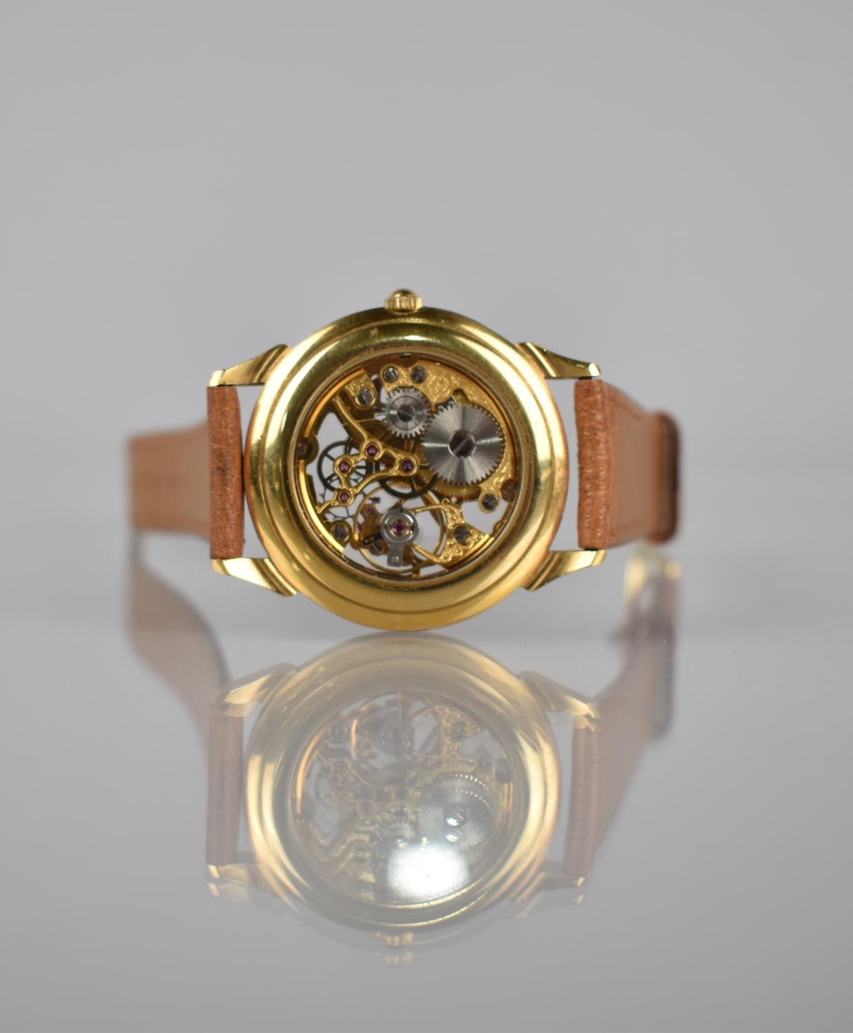 A Vintage Alfex Gold Plated Skeleton Manual Wrist Watch, Face Showing Gilt Metal Interior Mechanism, - Image 2 of 3