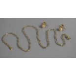 A Pair of 14ct Gold Screw Back Pearl Earrings, together with a 14ct Gold Necklace, 4.1gms