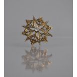 An Attractive 19th Century 9ct Gold, Diamond and Seed Pearl Starburst Brooch, Centre Diamond