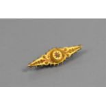 A 15ct Gold and Pearl Victorian Brooch, Sunburst Central Roundel with Seed Pearl, Floral Extended