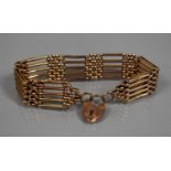 A Vintage 9ct Rose Gold Five Bar Gate Link Bracelet with Padlock Monogrammed MP, 20.4gms
