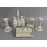 A Collection of Various Royal Creamware Pierced Ceramics to include Pair of Candlesticks, Inkwell,