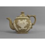 A Late 19th Century Salt Glazed Measham Teapot, Inscribed for Mrs G Hollis, Wellingborough, Some