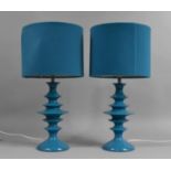 A Pair of Modern Table Lamps and Shades, 45cm high