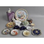 A Small Collection of Ceramic Ornaments, Dishes, Chinese Porcelain Dishes, 19th Century Copper