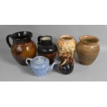A Collection of Various Glazed Items to comprise Large Jugs, Teapot Etc