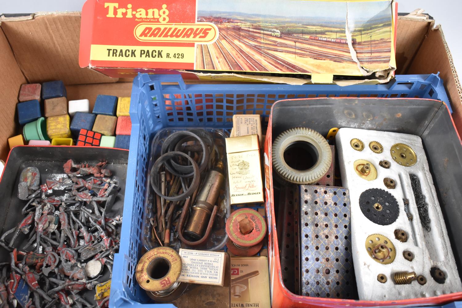 A Collection of Various Vintage Toys to Include Lead Army Figures, OO Gauge Railway Track,