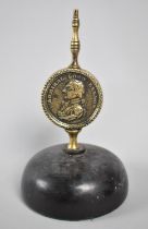 A Brass Mounted Black Slate Dome, Perhaps Once Clock Finial, But Now Repurposed as Paperweight,