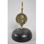 A Brass Mounted Black Slate Dome, Perhaps Once Clock Finial, But Now Repurposed as Paperweight,