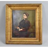 A Gilt Framed Hand Coloured Edwardian Photograph of a Seated Maiden, 24.5x29cm