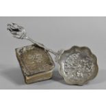 A Continental White Metal Spoon with Scalloped Bowl, Decorated in Relief with Tavern Scene and
