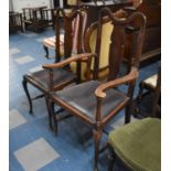 A Matching Queen Anne Style Carver Chair and Single Side Chair